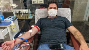 Yotam Sharon donated blood at the MDA Blood Services Center in Tel Hashomer on 05/02/2022