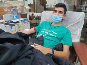 Roi Gera donated blood at the MDA Blood Services Center in Tel Hashomer on 05/02/2022