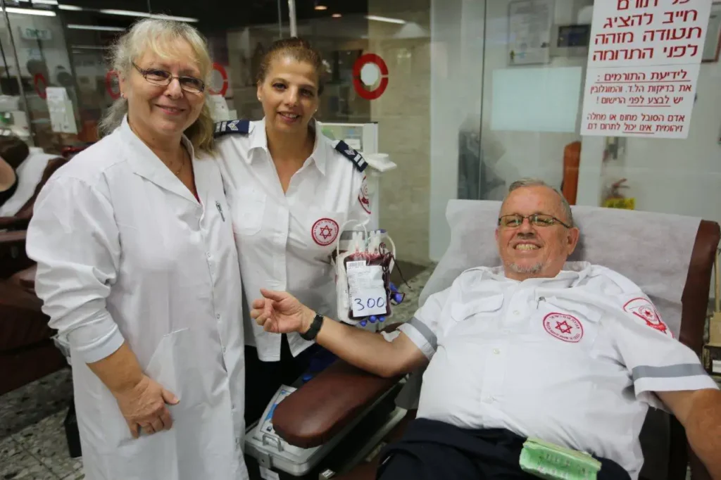 משה גלרנטר ז"ל ביום התרומה ה- 300 שלו